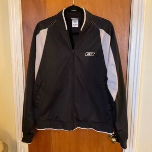 Reebok Vintage Bomber Style Men's Sz L Black Windbreaker Jacket